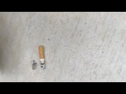 Barefoot stepping on multiple cigarettes & showing my soles 11/16