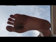 Barefoot stepping on multiple cigarettes & showing my soles 13/16