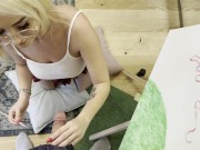 Horny Blonde College Slut in Short School Uniform Skirt gives his Teacher a Lesson by Cock Teasing but without an Orgasm 12/16