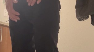 Rubbing my cock through leggings