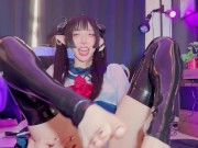 Succubus Melu seduces slave with hands and feet 11/16