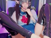 Succubus Melu seduces slave with hands and feet 12/16