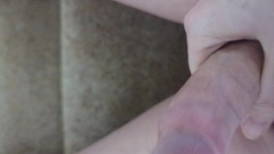 Risky masturbation at top of the stairs, people expected home any moment