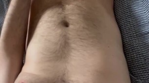 Hairy Masc dude edging a thick white cock