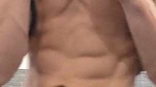 Showing off Abs and Muscles in the Locker Room