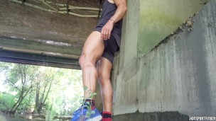 Risky Outdoor masturbation near the river - Watch me stroke my big cock and cumming