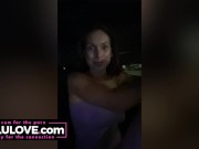 Big boobs babe has early morning vibrator orgasms, walking around outdoors nude, caught in tiny bikini in rain - Lelu Love 13/16