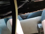 Smashing snack cakes on my pedals with flip flops and barefooted front and back pov 2/16