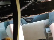 Smashing snack cakes on my pedals with flip flops and barefooted front and back pov 3/16