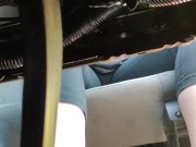 Smashing snack cakes on my pedals with flip flops and barefooted front and back pov 4/16