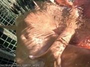 Real passionate sex underwater of a couple in love on vacation, risky outdoors 10/16