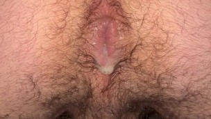 Femboy’s used ass, pushing out rosebud