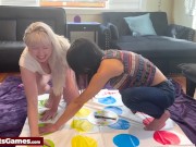 Twister game with a lesbian twist after they both get naked 2/16