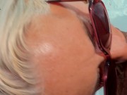 Big-boobed MILF gets fucked in the ass and pissed in the ass while in the pool 7/16