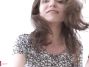 Skinny teen with a pink pussy enjoys butt fucking before eating cum 16/16