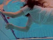 Tight brunette Russian babe Katy Soroka swims 8/16