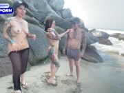 THREESOME FUCKING HARD ON A PUBLIC BEACH IN COLOMBIA
