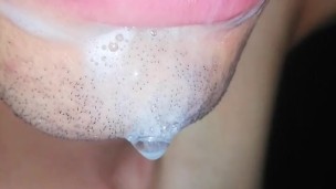 tongue, saliva, tongue, sloopy, sucking, spit fetish, long drooling tongue close-up