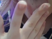 a Russian cosplayer in a school uniform stockings sits on her face with a wet pussy and cums from he 14/16