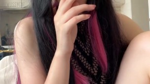 Slutty Colleague Egirl likes to smoke while you look at her pussy (Full vid on my OnlyFans/ManyVids)
