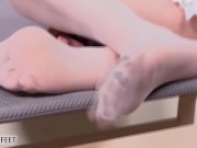 Sexy nurse takes her nylons off and footplay with bare feet 9/16