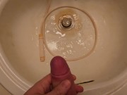 Pissing with a boner and then cumming right after! Cumshot and pee 13/16