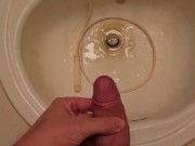 Pissing with a boner and then cumming right after! Cumshot and pee