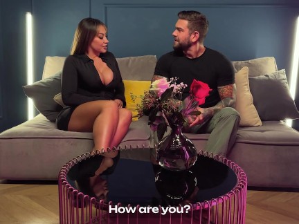Colombian girl La Paisita gets her tight asshole inspected by a tattooed macho guy