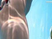 Hot milf pornstar Lisi swimming naked in the pool 15/16