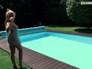 Hot milf pornstar Lisi swimming naked in the pool 3/16