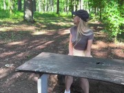 Risky pussy fuck with dildo and squirting outdoors 2/16