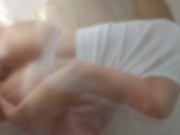 The seductive pussy of a beauty stretches with difficulty from the penetration of a big dick 10/16