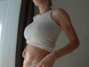 The seductive pussy of a beauty stretches with difficulty from the penetration of a big dick 2/16