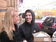 Blonde girl likes to meet on the street and suck a stranger's dick 1/16