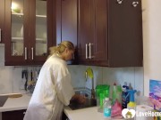 I fucked my stepmom's ass while she was stuck under the table. She loved it. 1/16