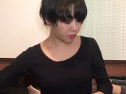 ショートカット美女がネカフェで即尺＆イラマ→顔射①。Blowjob and Irrumatio.Facial Cumshot at an Internet Cafe①。 4/16