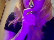 A Russian whore swears at your wife, rides a huge dildo and gets a lot of cum on her face 2/16