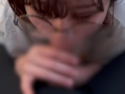 玉舐めと玉弄りながらごっくんフェラするメガネの女の子♡ 4/16