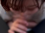 玉舐めと玉弄りながらごっくんフェラするメガネの女の子♡ 8/16