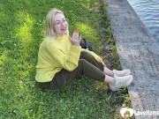 I met a hot blonde with glasses in the park and she wanted some cum. 6/16