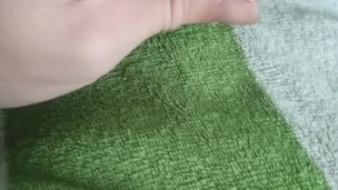 The guy jerks off his dick and rests