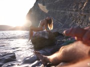 DICK FLASH on a nudist beach: Stranger caught me jerking off and helped me cum 5/16
