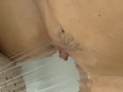 Masturbation with shower head until she had strong shaking orgasm 10/16