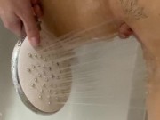 Masturbation with shower head until she had strong shaking orgasm 13/16