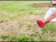 My StepSis Teasing Me in the PARK with No PANTIES in a Short Skirt 7/16