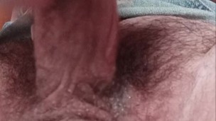 Crossdresser Wearing Denim Skirt Strokes Her Massive Clit