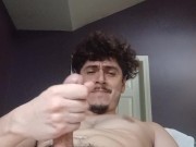 Guy really enjoys his orgasm and amazingly thick cumshot