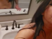 Perfect Milf records herself getting fucked hard in the bathroom, real orgasms until she squirts 9/16