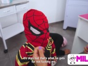 Mini spiderman rescata a una milf de enormes tetas 7/16