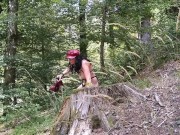 Milf woman with big tits jerking fat dick in the woods 1/16